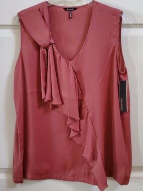 Daisy Fuentes Rose Sleeveless Ruffle Neck Blouse, 3X